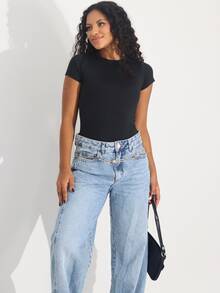 Kit 2 Women's Bodysuits, Short Sleeve | Comfortable Suplex | Casual Summer Fashion - 白色/黑色 - 查看 2