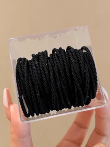 1pc Black Hair Tie Elastic Hair Band, High Ponytail Holder, Durable & Minimalist Design For Adults - Multicolor - View 7