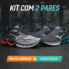 Kit Of 2 Men's Wave Creation 20 Gym Shoes For Walking And Gym Use. - Silver Orange + Aqua Green - View 1