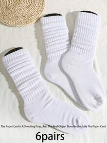 6/3/1 Pair Of Women'S White Casual Socks, Long Socks, Pile Socks, Mid Socks, Tight Socks, Seasonal Styles, Boot Shaped, Knitted Socks, Used As Gifts For Friends And Family - White - View 12