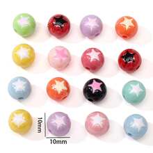 10/30pcs Acrylic Painted Star Beads, Suitable For DIY Jewelry Making, Necklace, Bracelet, Earrings, Bag Chain, Keychain, Zipper Pendant, Loose Beads - Multicolor - View 5