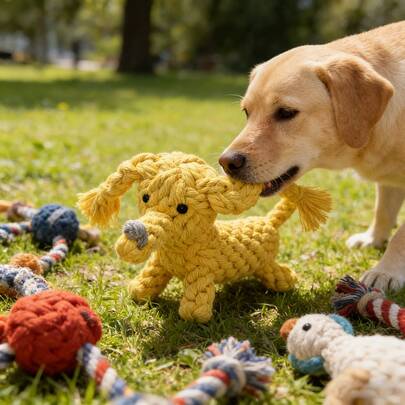 这款耐用、防咬、清洁牙齿的编织宠物玩具，造型为大象，长着长长的鼻子和耳朵，适合户外玩耍和日常室内互动游戏。非常适合小型至中型犬。防咬且易于咀嚼。