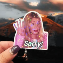 对不起！白莲花女孩贴纸，趣味道歉装饰贴纸，防水乙烯基贴纸 - 耐用哑光表面，自粘式保险杠贴纸，适用于汽车、窗户、笔记本电脑、卡车、面包车、水瓶 - 多用途耐用设计，汽车贴花 - 乙烯基 - 查看 12