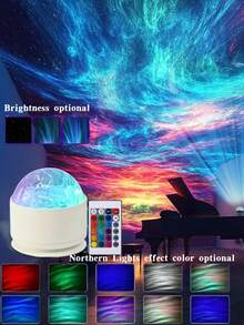 1pc 16-Color Rotating Magic Projection Atmosphere Light, USB Powered Aurora Wave Projection Lamp, Aurora Sky Scenery, Suitable For Halloween, Christmas, Spring Festival, Eid Al-Fitr And Other Festivals - Multicolor - View 5