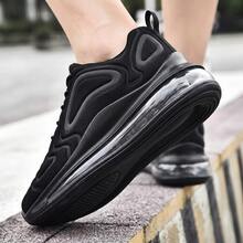 Zapatillas deportivas informales negras para hombre, tenis para hombre, zapatos para hombre, tenis de hombre, con suela de goma y EVA, zapatillas deportivas con cordones para hombre, ligeras y transpirables, equipadas con un sistema de amortiguación con cámara de aire y una suela resistente al desgaste y antideslizante, ideales para practicar deporte al aire libre y para el uso diario. - Negro - Ver 9