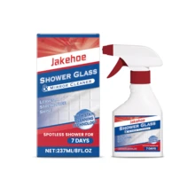 jakehoe Limpiador de descalcificador de vidrio para baño - Disuelve rápidamente las manchas de agua dura y los residuos de jabón, el antivaho de larga duración mantiene el vidrio cristalino. Cuenta con tecnología de revestimiento protector para reducir la acumulación de minerales. Totalmente compatible con vidrio/espejos de ducha sin causar daños. - Líquido - Ver 6