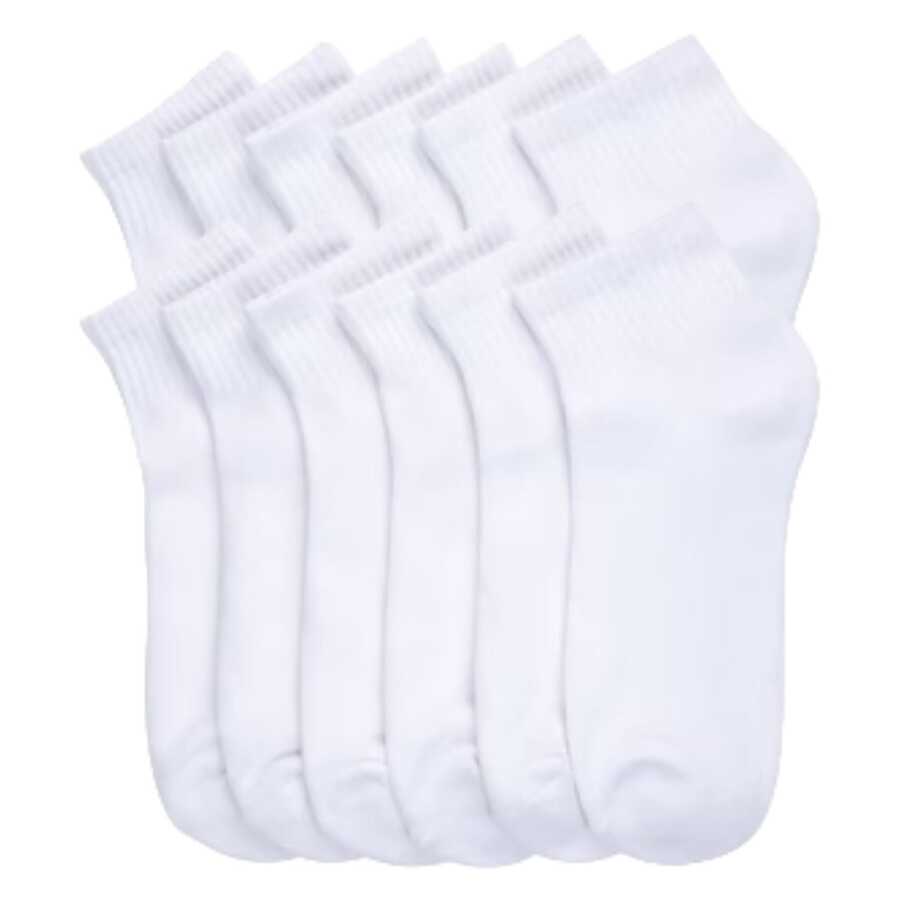 12 Pairs Cotton Cushion Ankle Socks Cotton Blend Athletic Sports Workout Running Socks Comfort Cozy Sweat-Absorbing Anti-Slip Comfy Value Pack - 腳踝白色 - 查看 1