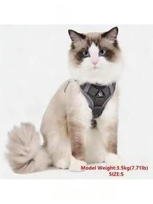 Reflective Pet Harness And Leash Set, Suitable For Dogs And Cats, Escape-Proof Adjustable Small Dog Harness With Soft Mesh - Dark Grey - View 13