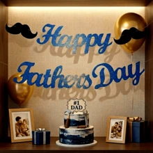 Pancarta del Día del Padre - 2 paquetes de decoración colgante con brillo y diseño único de corbata y cerveza, suministros para la fiesta del Día del Padre, el mejor regalo para papá, decoración interior y exterior - Ver 5