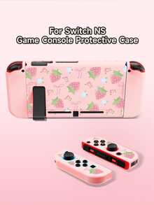 Cute Pink Floral Strawberry Bow Design Switch2 (2025)/Switch NS/Switch OLED Compatible Game Console Accessories Set, Game Console Protective Case/Storage Bag, TPU Soft Shell, Pink/White, Stylish And Practical, Portable Stand, Portable Travel, Anti-Fall Anti-Scratch, Anti-Fouling, Fashionable Romantic Gift - Multicolor - View 5