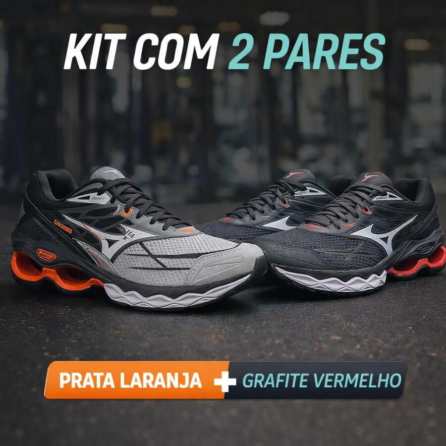 Kit Of 2 Men's Wave Creation 20 Gym Shoes For Walking And Gym Use. - 銀色橙色 + 石墨紅 - 查看 1