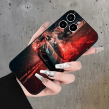 Funda protectora con diseño de coche deportivo, carcasa estilo racing con efecto de fuego, accesorio de velocidad para celular - Negro - Ver 7