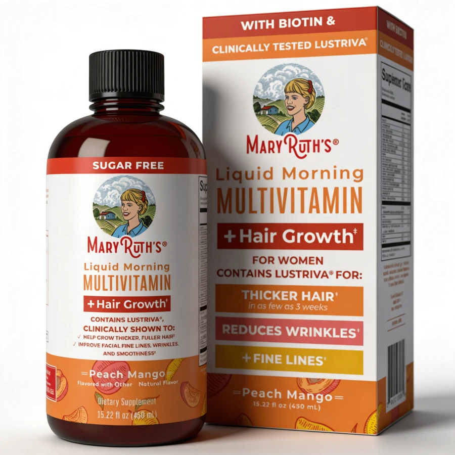 Mary Ruth's Liquid Multivitamin + Hair Growth | For Women, Peach Mango Flavor - Peach Mango Flavor - View 1