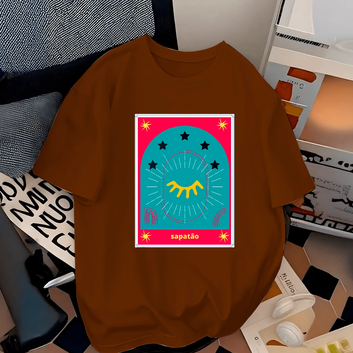 Camisetas Moda Pride Blusão Estilosa Confortável Estampadas Sapatão Pride - Marrom - Visão 1