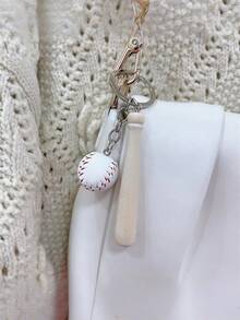 休闲仿真网球拍组合钥匙扣，简约个性化迷你球拍造型钥匙扣小吊坠，适合学校、嘉年华、车钥匙等场合。 - 彩色 - 查看 3