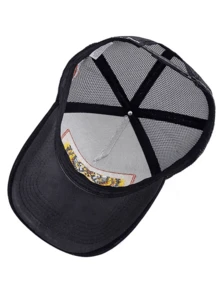 JZML 1pc Unisex Tiger Eye Letter Embroidered Trucker Cap - A - View 11