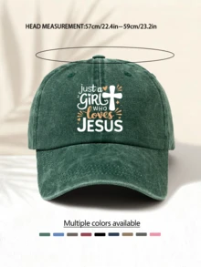 Mũ lưỡi trai đã qua sử dụng, in chữ "Just A Girl Who Loves Jesus", phong cách cổ điển Mỹ tối giản, thời trang thường ngày đa năng, phụ kiện chất lượng cao cho mọi mùa, món đồ thời trang thiết yếu unisex phù hợp cho các hoạt động ngoài trời, mùa hè, bãi biển, kỳ nghỉ. - Mũ đã rửa - Xem 9