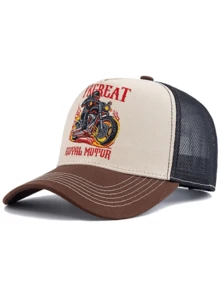 JZML 1pc Unisex Flame Motorcycle & Letter Embroidered Truck Driver Cap - A - View 17