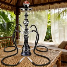 New Portable Hookah Set (Includes Hookah Bowl, Hose, Charcoal Tray, Tongs), Narguile Shisha Brand-New High-End 1-Tube, 2-Tube, And 4-Tube High-Capacity Hookahs, Premium Complete Glass Hookah With Acrylic Stem, Metal Hose And Accessories, No Electricity Required, Back To School Supplies, Gifts For Valentine's Day, Father's Day, Friends, Suitable For Bars, Nightclubs, KTV, Home And Restaurants - 4 tuýp màu đen - Xem 3