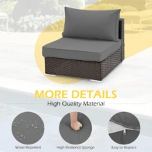 HOMREST Outdoor Replacement Cushions For Patio Furniture,Water-Repellent Sofa Cushions For 6-Seat Rattan Sectional Patio Conversation Sets,14-Piece Cushions Set For Outdoor Couch - Grey - View 4