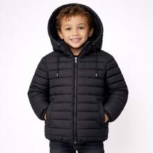 Boys' Puffer Jacket With Faux Fur And Hood, Winter, Cold Weather, Plush Lined, Waterproof, Children's/Youth Puffer Jacket - màu đen - Xem 13