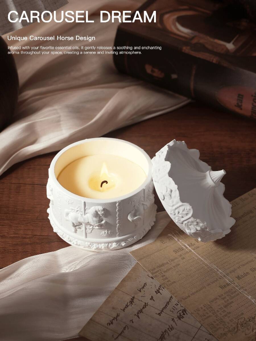 Rotating Carousel Candle Holder, Gypsum Candle, Birthday Gift Home Decor - 1PC - View 1