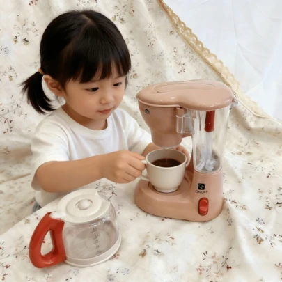 Kids Simulation Electric Coffee Maker Set, Indoor And Outdoor Parent-Child Interactive Simulation Kitchenware Educational Toy, Role-Playing Toy, Creative Gift For Boys And Girls Aged 3-12 (Requires 3 AA Batteries)