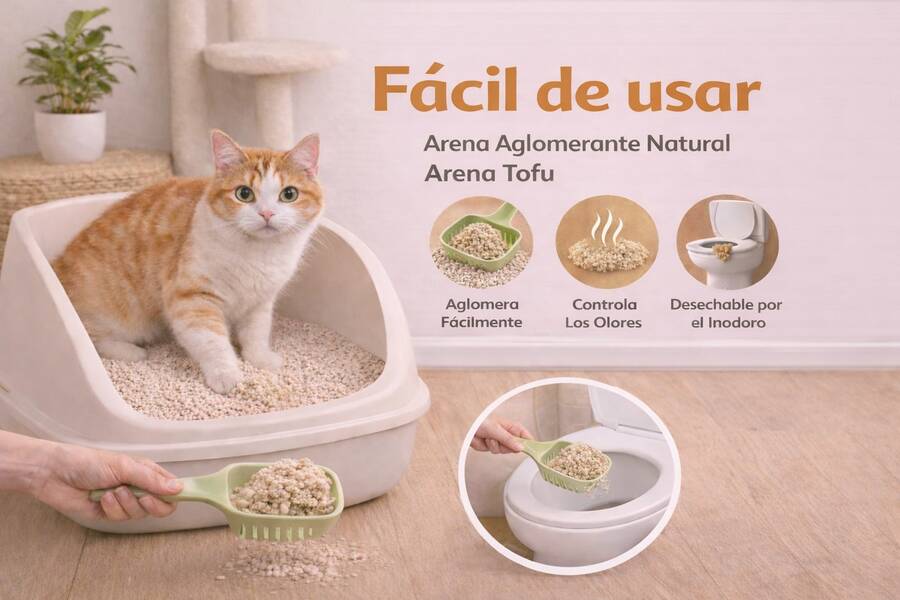 Arena para Gatos de Tofu Natural Pack de 4 – Aglomerante, Alta Absorción, Control de Olores, Desechable por el Inodoro - PAQUETE 4 - Ver 1