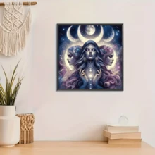 1件套全新女神主题钻石画套装，5D圆形水晶钻石马赛克DIY工艺品，适合制作手工礼品，装饰客厅、卧室，也适用于圣诞节、复活节、情人节、宰牲节、父亲节、母亲节、婚礼等场合，无框。 - 查看 8