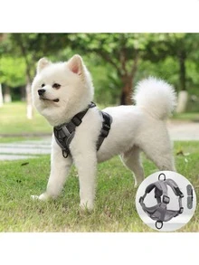 Reflective Pet Harness And Leash Set, Suitable For Dogs And Cats, Escape-Proof Adjustable Small Dog Harness With Soft Mesh - Dark Grey - View 3