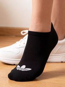 adidas originals 品牌Logo經典百搭透氣運動短襪 男女同款 3雙裝 - 黑色 - 查看 1