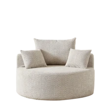 Chenille Foam Armchair, No Assembly Required, Fluffy Modern Sleeper Chair For Living Room, Bedroom, Lounge And Showroom - Khaki - View 5