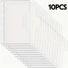 5/10pcs A7 6-Hole Matte Binder Inserts, Economical Cash Envelopes, Durable Matte PP Material, Zipperless Coin Storage Box, Flip-Top Closure, Insertion-Style Document Folder, 6-Ring Binder Clip Cash Organizer - Single Piece - View 10