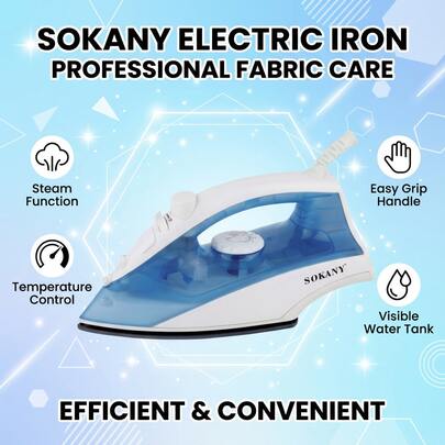  SOKANY-138A 家用电熨斗，手持式蒸汽熨斗，迷你便携学生旅行陶瓷底板设计，适用于各种衣物，恒温熨烫，不伤衣物，可调节温控器控制过热保护