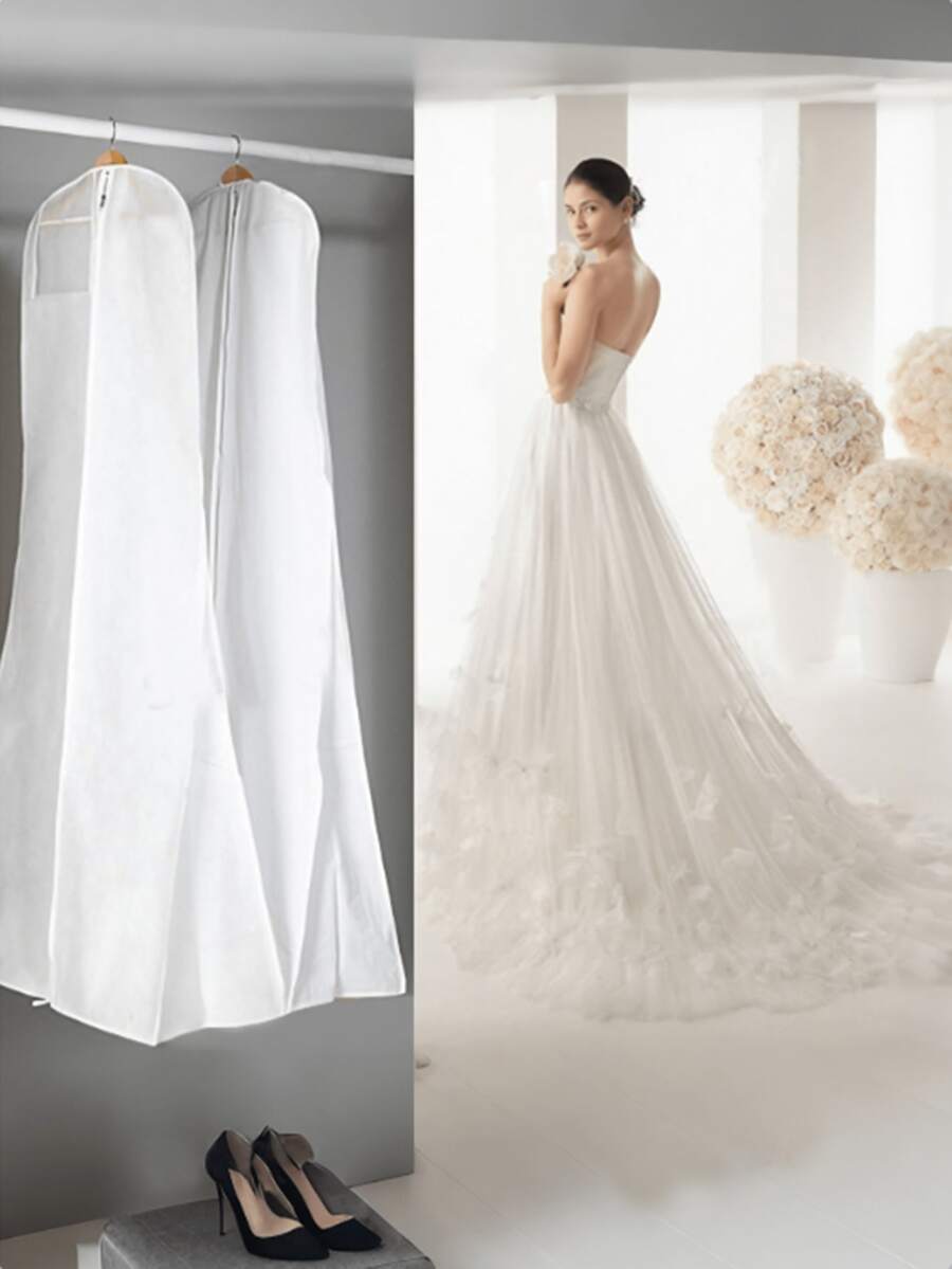 1/2pcs Elegant 180cm Long Wedding Dress Garment Bag, With Transparent Display Window And Business Card Holder, Durable Zipper, Lightweight And Convenient For Organizing Evening Gowns And Formal Wear - Multicolor - View 1