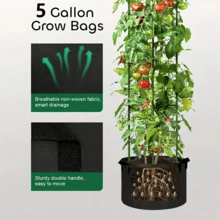 5 Gallon Felt Planting Bags, Durable Tomato Vegetable Garden Containers, Reusable Planting Bags With Sturdy Handles, Enhanced Load-Bearing Capacity For Outdoor Gardening, Home Balcony, Vegetable Garden Decor, Street, Multiple Colors Available - A - View 4