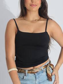 Kit Of 2 Women's Cropped Tank Tops, Basic Summer Style, Spandex - Black/Blue Bb - View 6
