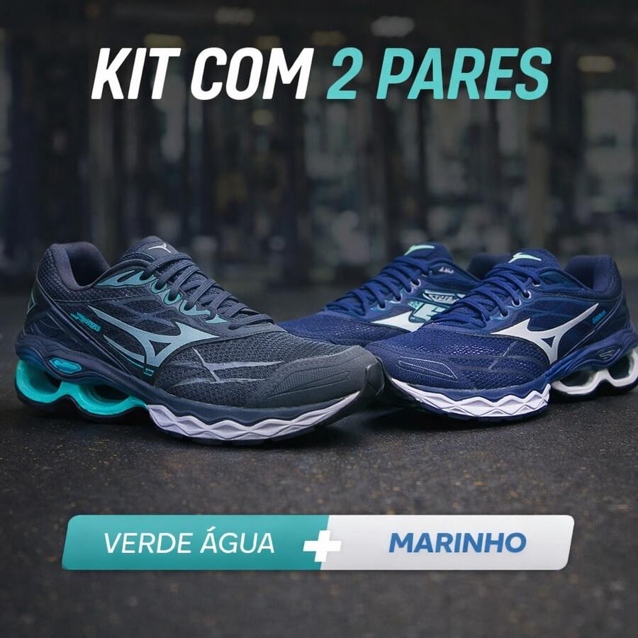 Kit Of 2 Men's Wave Creation 20 Gym Shoes For Walking And Gym Use. - Aquamarine + Navy - View 1