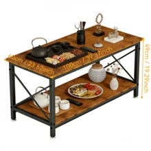 Mesa De Centro Cuadrado Minimalista Moderno de madera Masa auxilar Mesa lateral - Granate - Ver 4