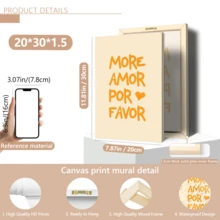 1件“Amor Por Favor”西班牙语爱情语录帆布墙画，情人节礼物，时尚女孩艺术品，励志语录艺术，家居装饰，墙面挂饰 - 彩色 - 查看 14