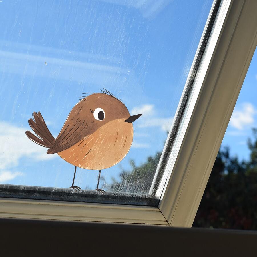 1pc Traditional Style Charming Sparrow Wall Sticker, Easy To Install And Waterproof PVC Plastic Material, Suitable For Windows, Living Room, Bedroom, Dorm And Classroom - A - View 1