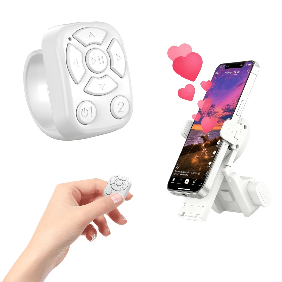 Control remoto multifuncional en forma de anillo para teléfono móvil, controlador inalámbrico para pasar páginas, obturador de cámara portátil compatible con iPhone, tableta y Android, recargable, para pasar páginas de aplicaciones, 30mAh - Multicolor - Ver 1
