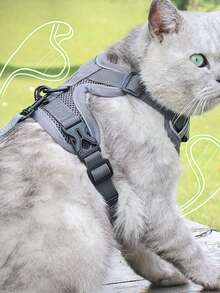 Reflective Pet Harness And Leash Set, Suitable For Dogs And Cats, Escape-Proof Adjustable Small Dog Harness With Soft Mesh - Dark Grey - View 8