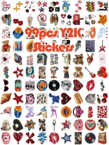 SCXXBSW 99张复古Y2K贴纸套装 - 易撕贴纸，适用于手机壳、化妆品收纳盒、行李箱、剪贴簿、笔记本电脑、行李箱和DIY工艺品 - 彩色 - 查看 5