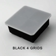 Khay làm đá bằng silicon có nắp, màu đen, 4/6/8 ô, có thể tái sử dụng, khuôn làm đá viên cho rượu whisky, tự làm, dùng cho tủ lạnh. - Nhiều màu - Xem 10