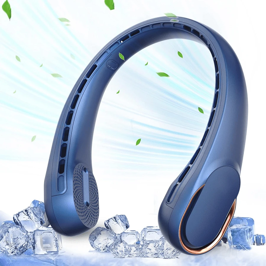 Portable Bladeless Neck Fan, Mothers Day Gifts For Mom Women Hot Flash, Birthday Gift For Men Dad Father Teacher, Wearable Cooling Fan Rechargeable For Camping Travel Beach Golf Cruise Essentials 2026 - 藍色 - 查看 1