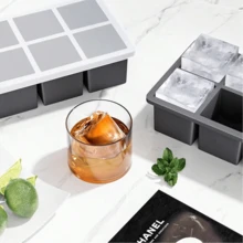 Khay làm đá bằng silicon có nắp, màu đen, 4/6/8 ô, có thể tái sử dụng, khuôn làm đá viên cho rượu whisky, tự làm, dùng cho tủ lạnh. - Nhiều màu - Xem 5