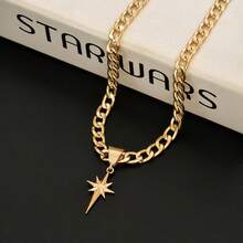 Hegaze 女士星形吊坠项链（1件装） - 金黃色 - 查看 2
