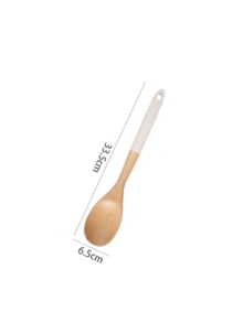 1/5pcs High-End Quality Wooden Cooking Tools, Non-Stick Wooden Spoons And Spatulas, Wooden Ladles, Strainers And Cooking Spoons, Spatulas, Suitable For Serving Soup, Steak, Honey, Tea, Milk, Desserts, Cereal, Kitchen, Restaurant And Other High-Temperature Cooking, Non-Stick Pans, Heat-Resistant, Easy To Clean, Durable, Essential Kitchen Items. - Multicolor - View 19
