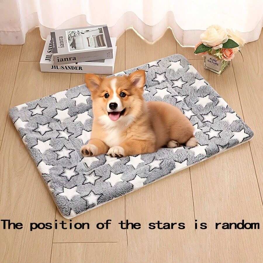 Rabbit Bed - A Thick And Soft Rabbit-Shaped Bedding Set, With A Cushion-Like Soft Pad, And A Casual-Style Bolster Pillow. Ideal As A Sleeping Gift For Pet Rabbits. Features A Gray Star Pattern. - View 1